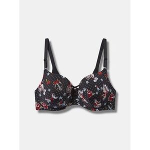 Torrid XO Boost Plunge Bra Tattoo Devil Rose Lace Up Black See Measurements
